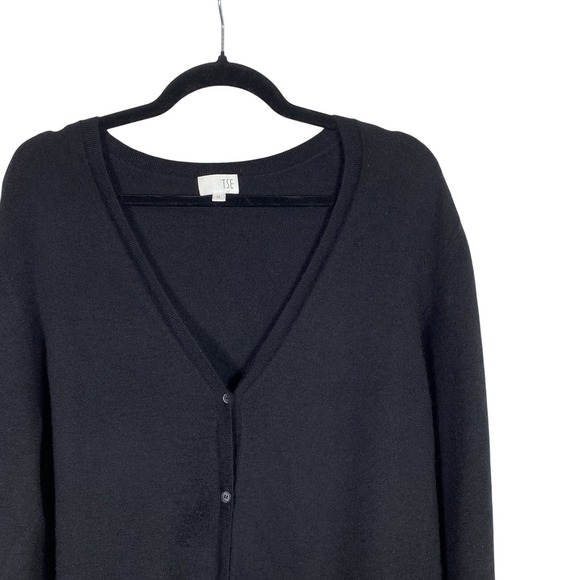 TSE Cashmere Womens XL Black Long Sleeve Button Up Sweater Cardigan Soft Capsule - Picture 1 of 9